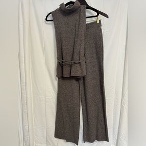 Zara Knit Matching Set Wide Leg Pants and Tank Top